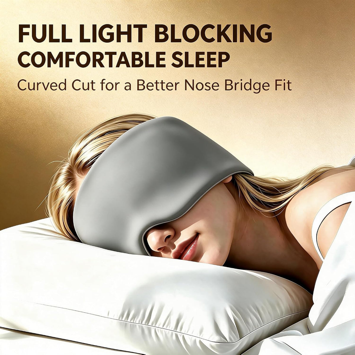 Weighted Sleep Mask for Women Men, Gentle Pressure Eye Mask with Reversible Warm Velvet & Cooling Ice Silk Sides, Light Blocking Blindfold for Deep Sleep, Travel & Naps (Grey)