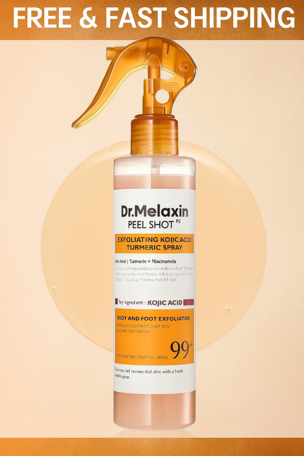 Dr. Melaxin Peel Shot Exfoliant Kojic Acid Turmeric Spray 200Ml Free Shipping