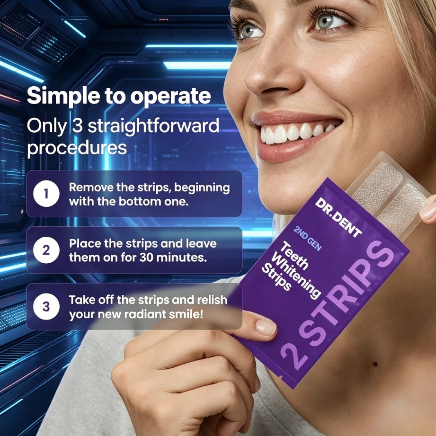 DR.DENT Purple Teeth Whitening Strips,Peroxid